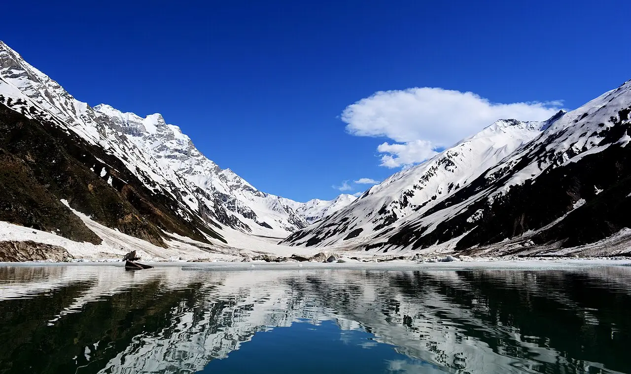 Lake Saif-ul-Malook under snow-covered peaks